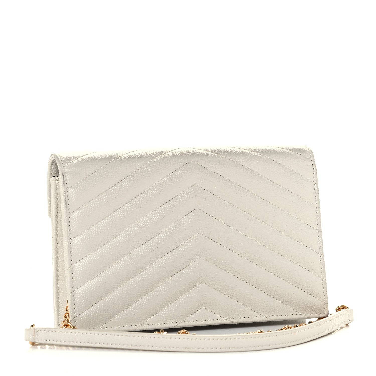 Saint Laurent Grain De Poudre Matelasse Chevron Monogram Envelope Chain Crema Soft 2 of 12