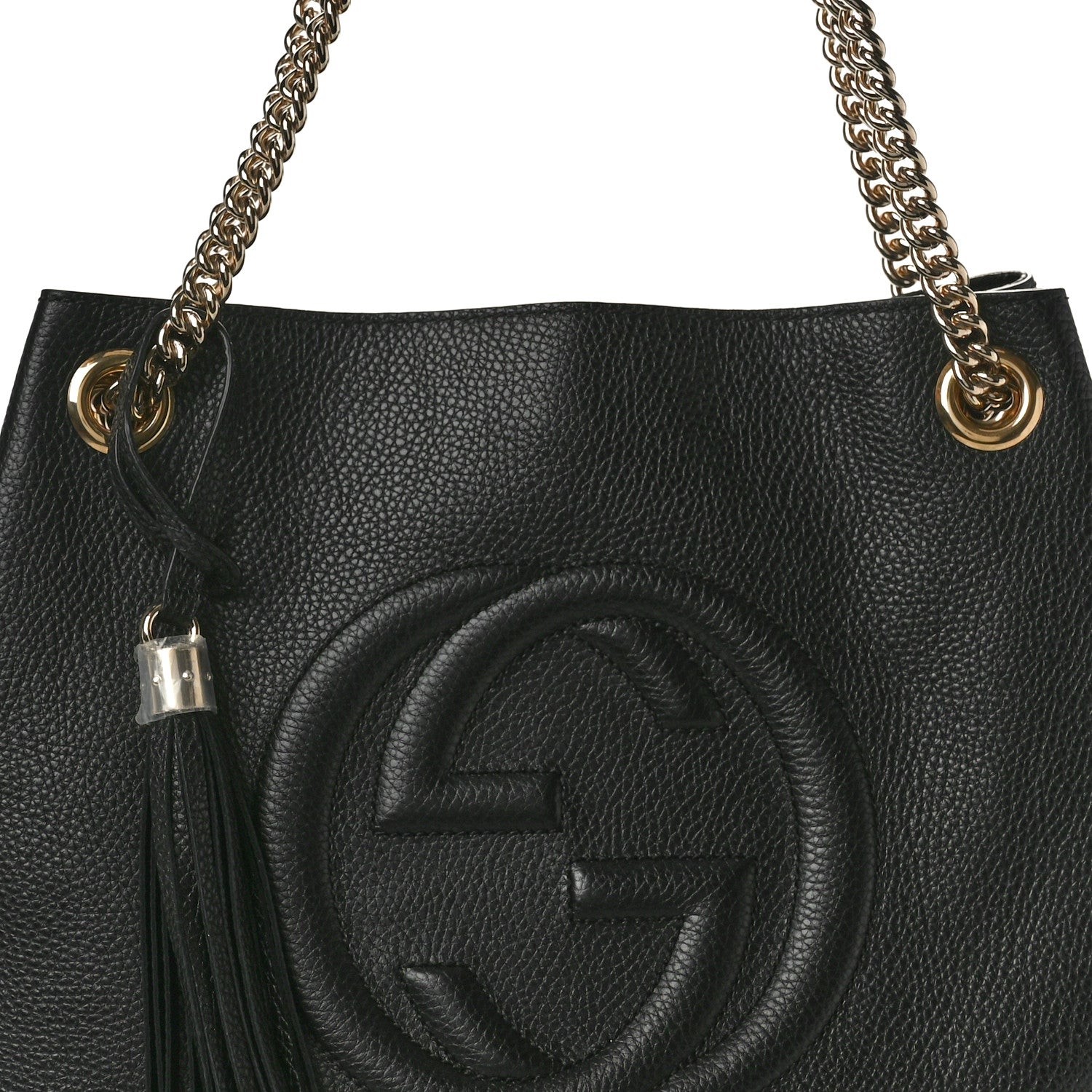 Gucci Pebbled Calfskin Medium Soho Chain Shoulder Bag Black 8 of 10