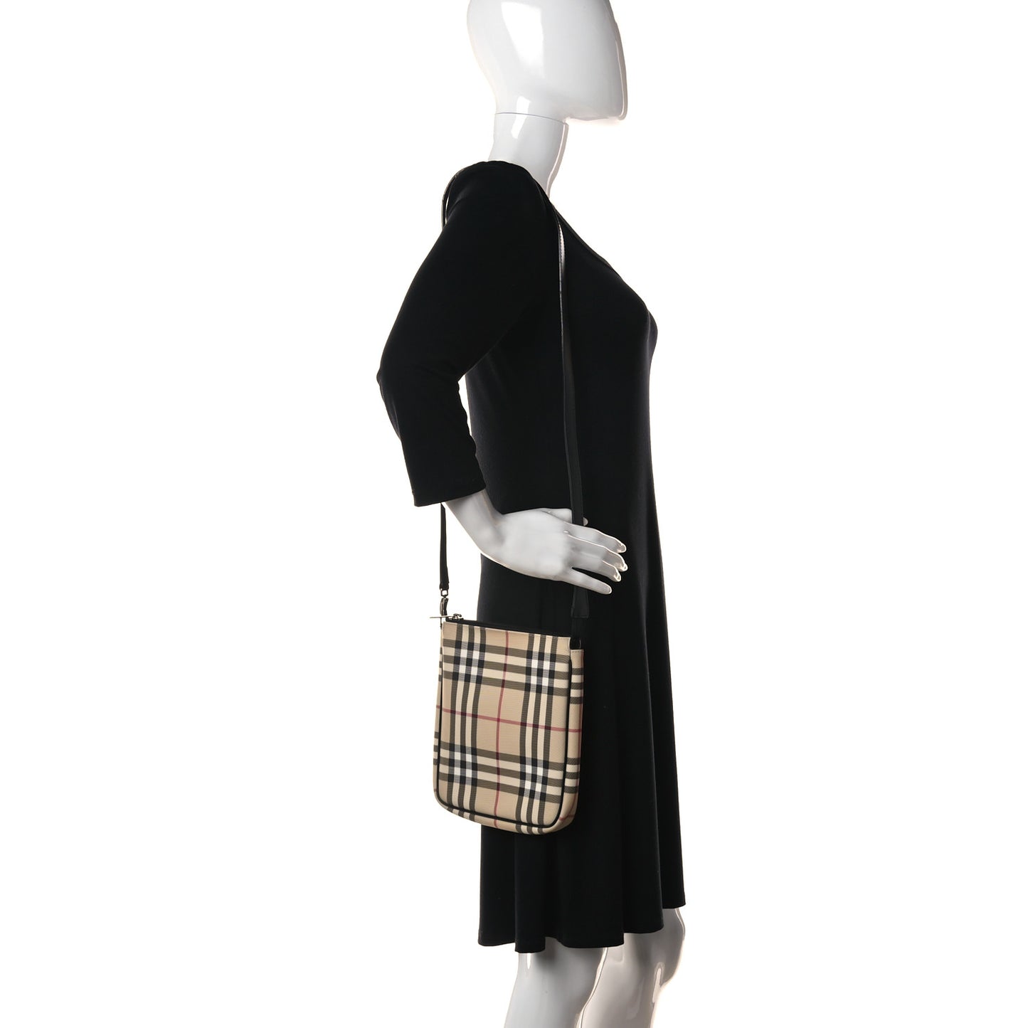 House Check Flat Crossbody Messenger Bag Black