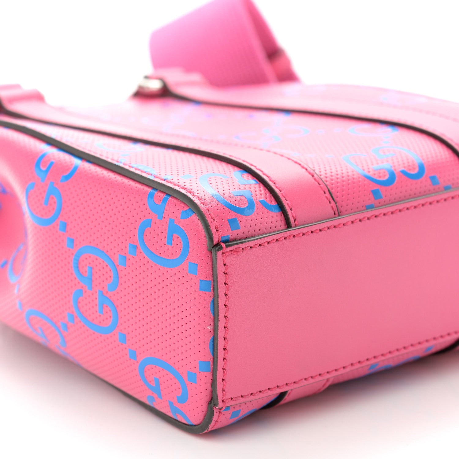 Gucci Calfskin GG Tennis Embossed Mini Tote Bag Modern Fucsia Modern Blue 8 of 10