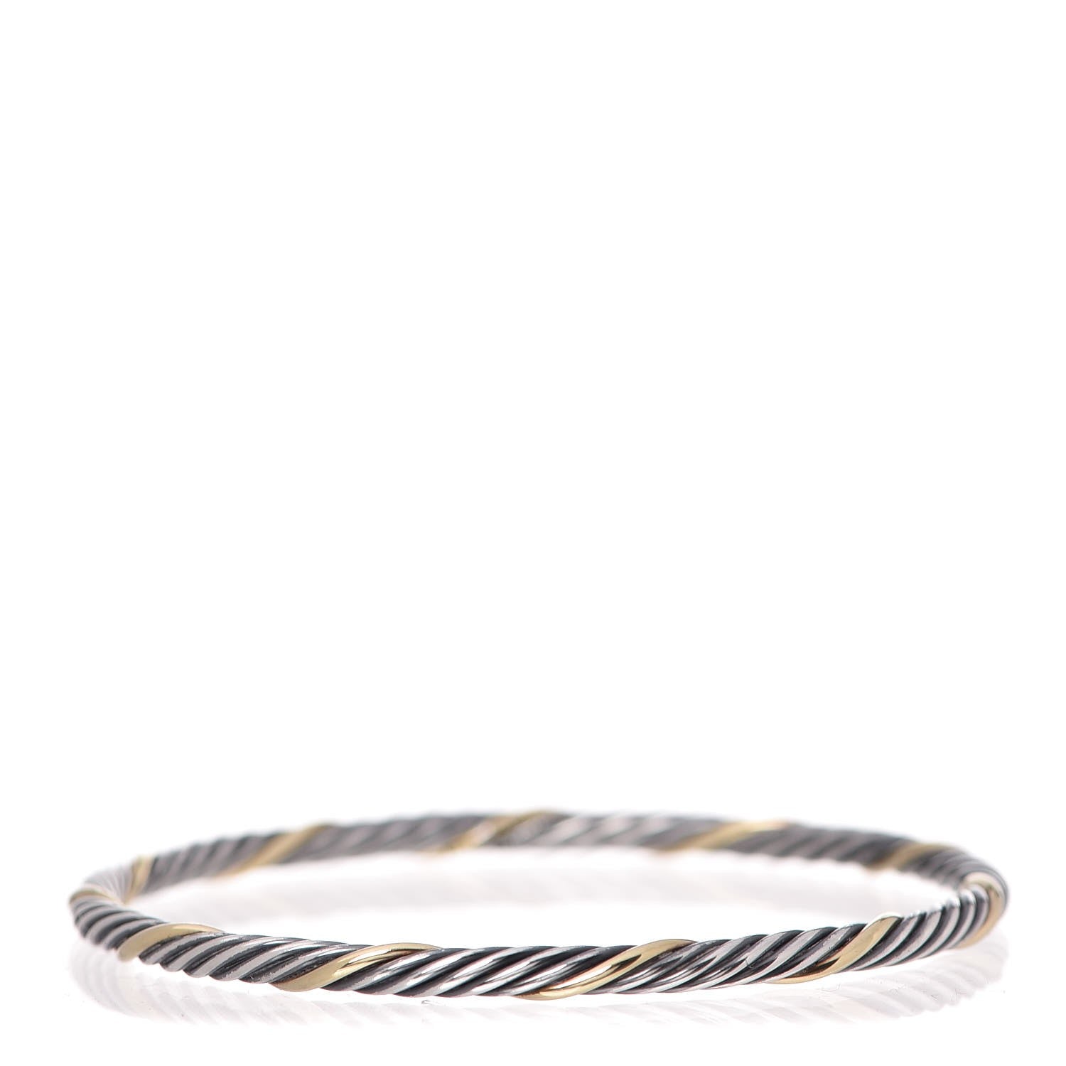 David Yurman Sterling Silver 18K Yellow Gold 4mm Cable Classics Bangle Bracelet 1 of 3