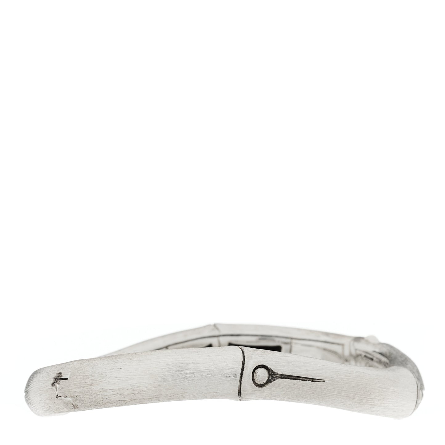Sterling Silver Curved Brushed Bamboo Hinged Bangle Bracelet