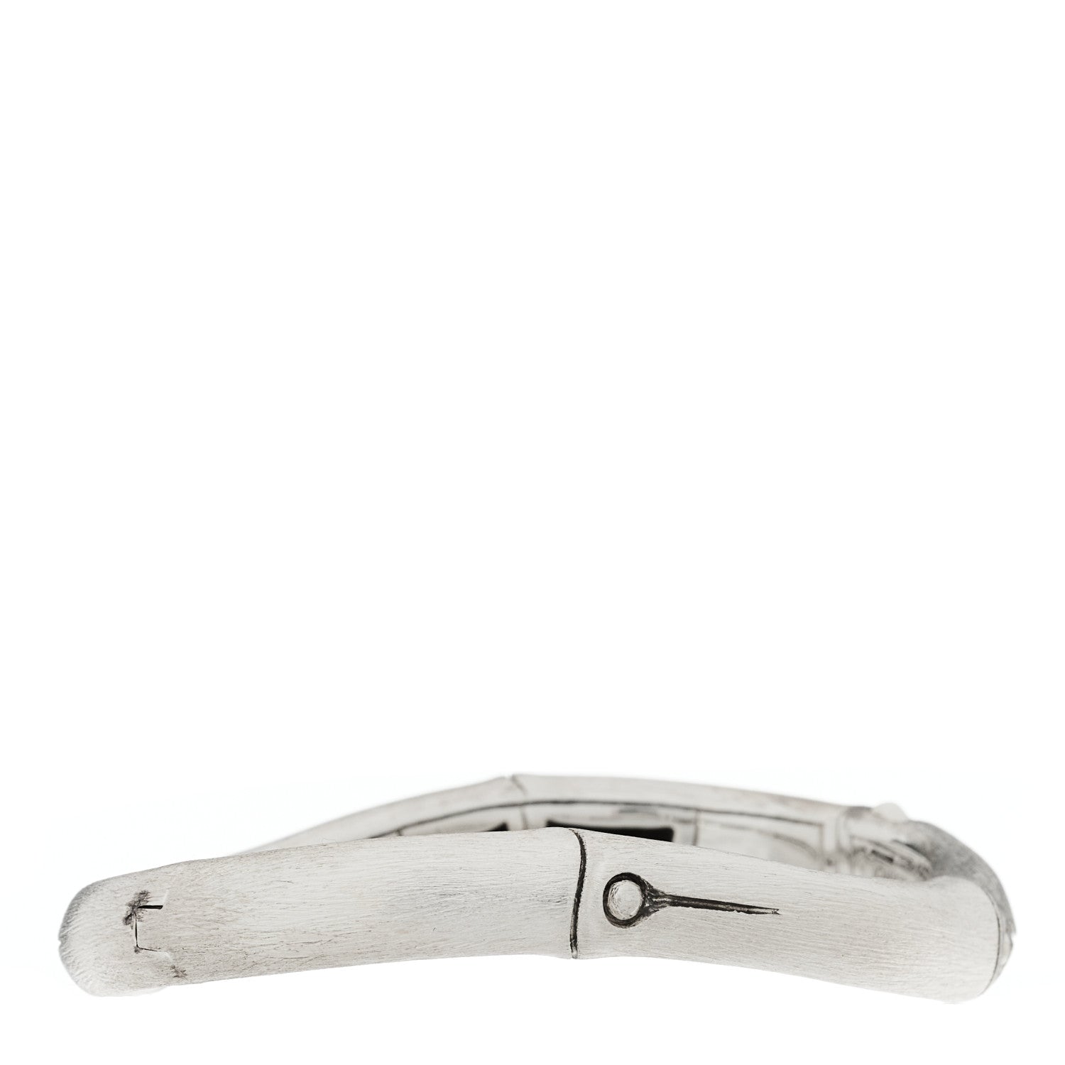 John Hardy Sterling Silver Curved Brushed Bamboo Hinged Bangle Bracelet 2 of 4