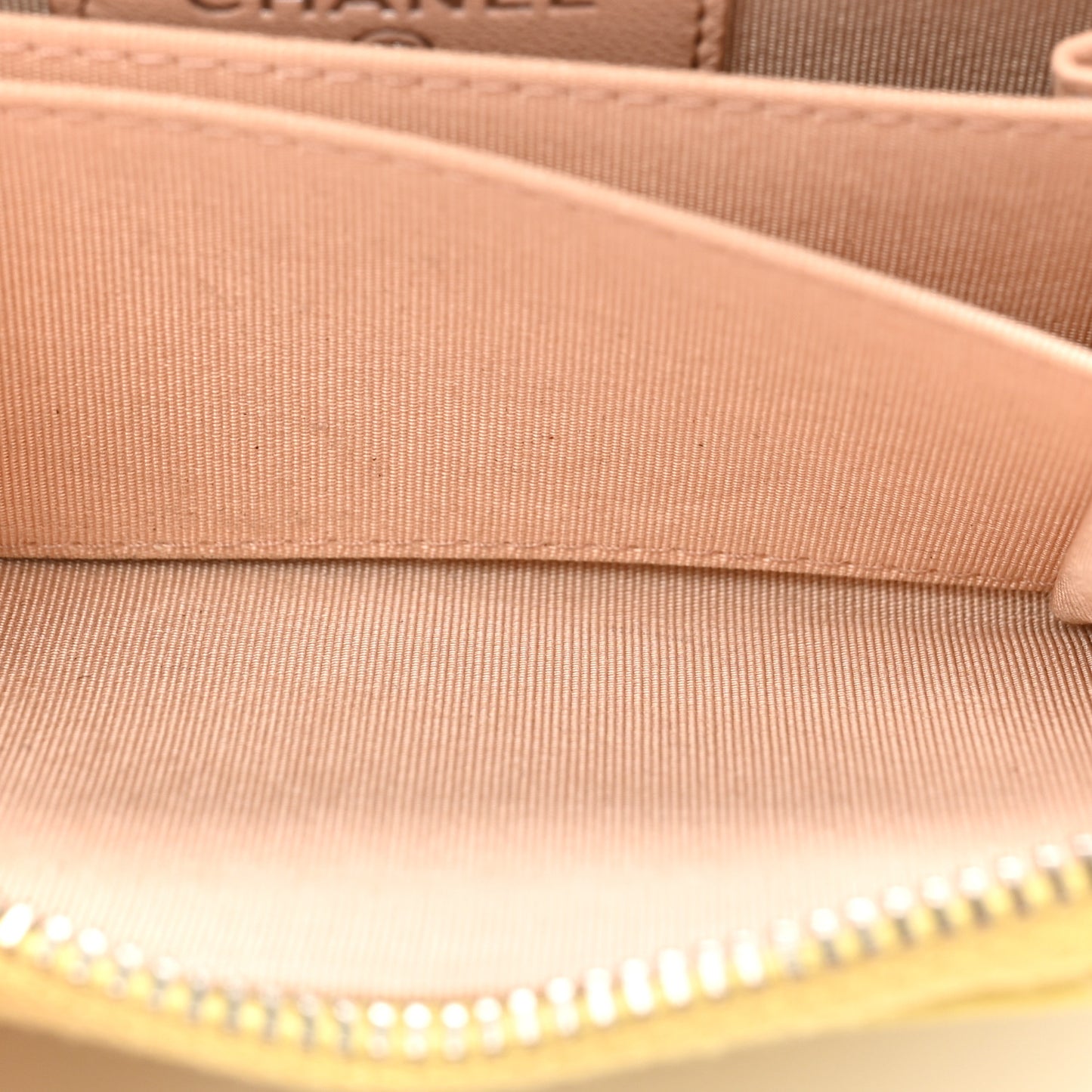 Lambskin Camellia Embossed Zip Coin Purse Yellow