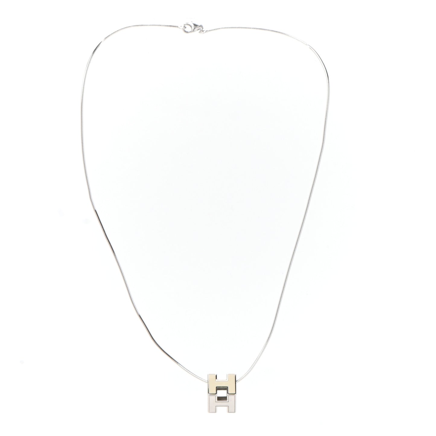 Palladium Lacquered Cage d'H Pendant Necklace Ecru