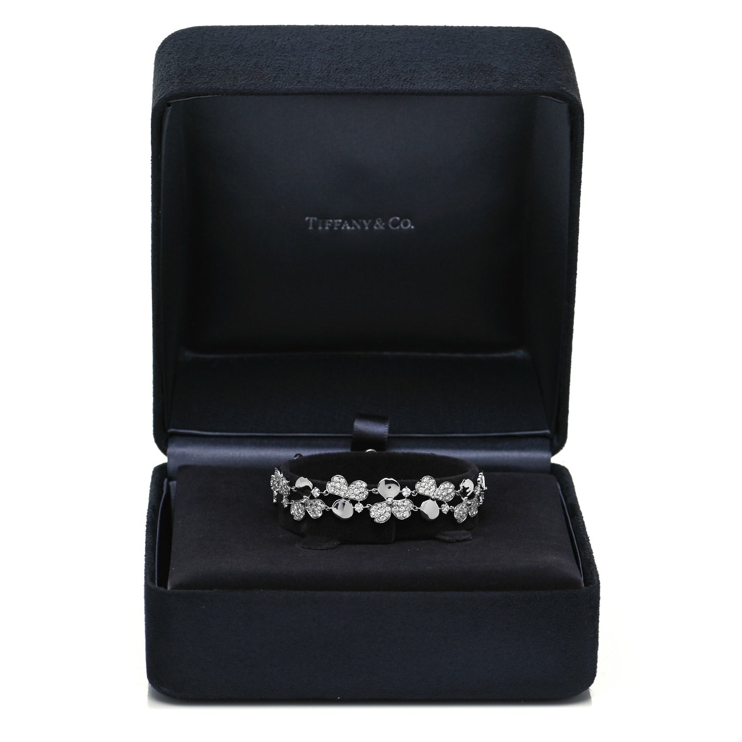 Platinum Diamond Paper Flowers Cluster Bracelet