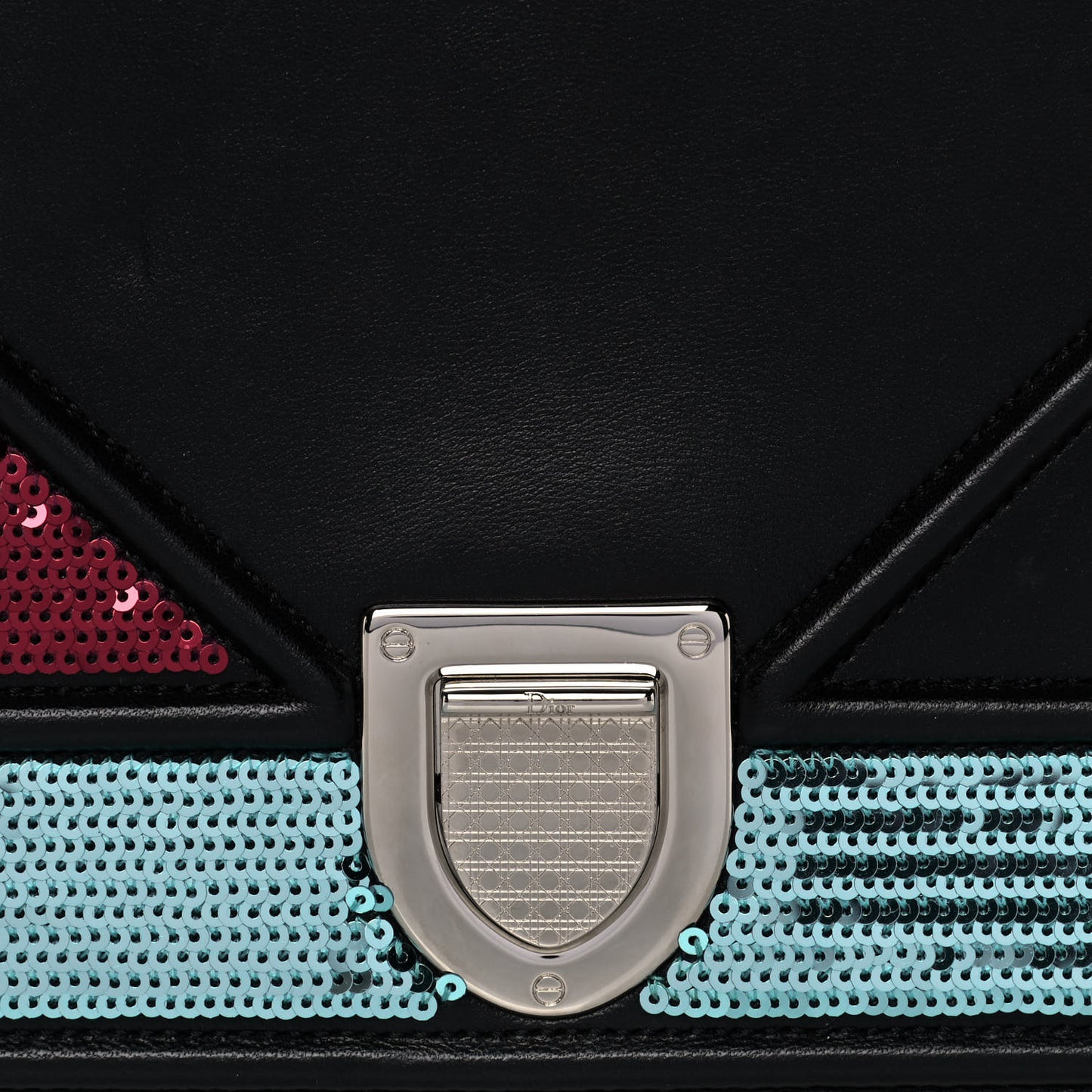 Lambskin Sequin Medium Diorama Flap Bag Black