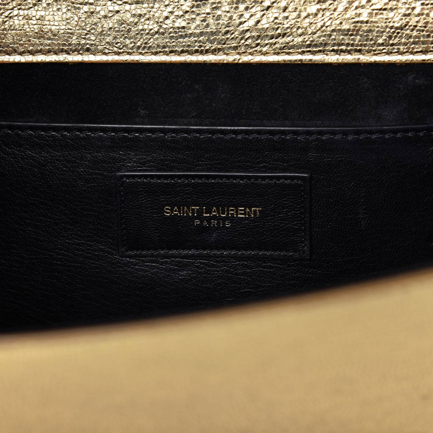Metallic Textured Calfskin Monogram Cassandre Clutch Gold