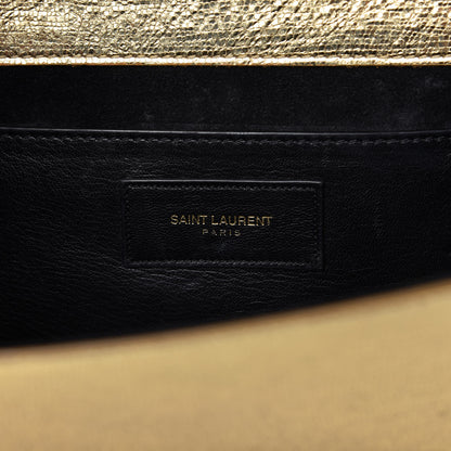 Saint Laurent Metallic Textured Calfskin Monogram Cassandre Clutch Gold 8 of 9