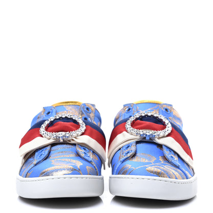 Gucci Lurex Jacquard Crystal Sylvie Web Branches Womens Ace Sneakers 36 Pervinca Gold 2 of 10