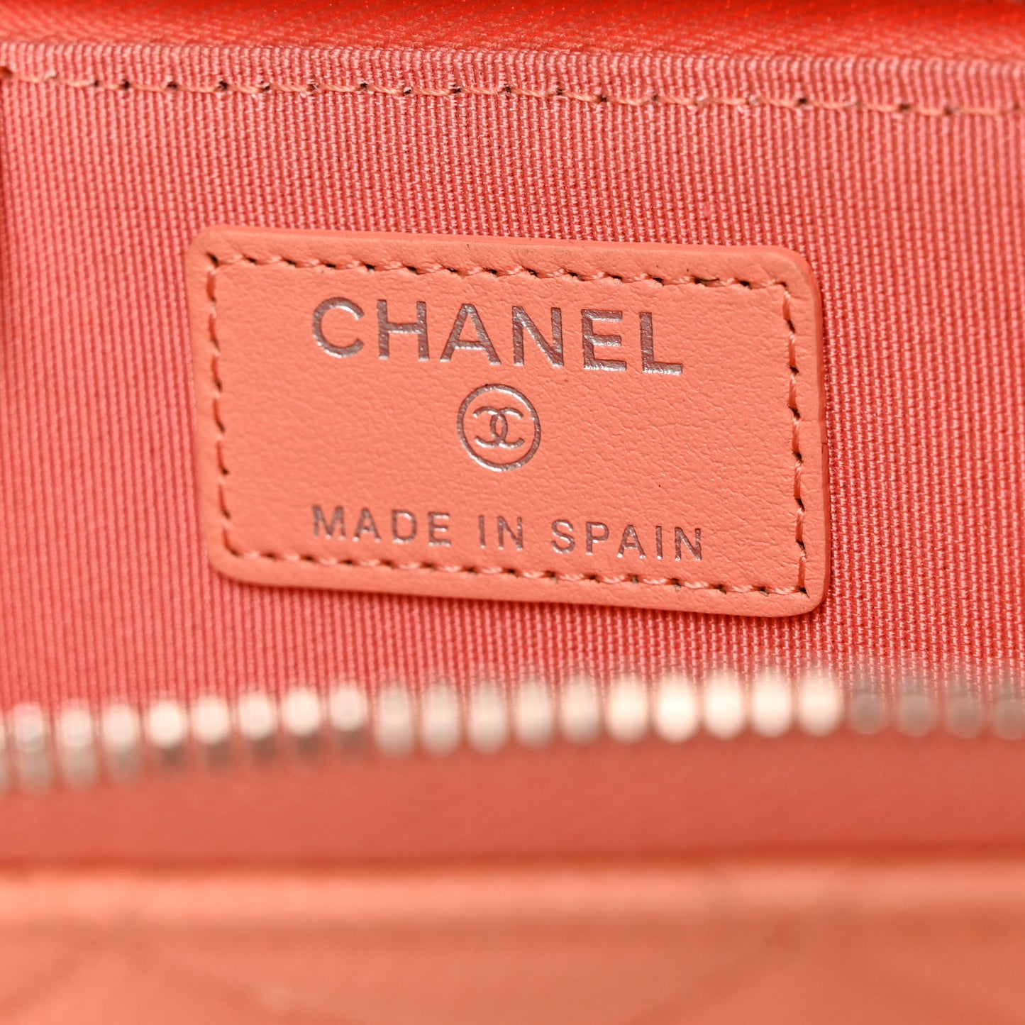 Caviar Quilted Zipped Key Holder Case Coral