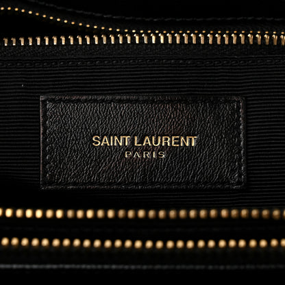 Saint Laurent Grain De Poudre Matelasse Chevron Monogram Shopping Bag Black 7 of 14