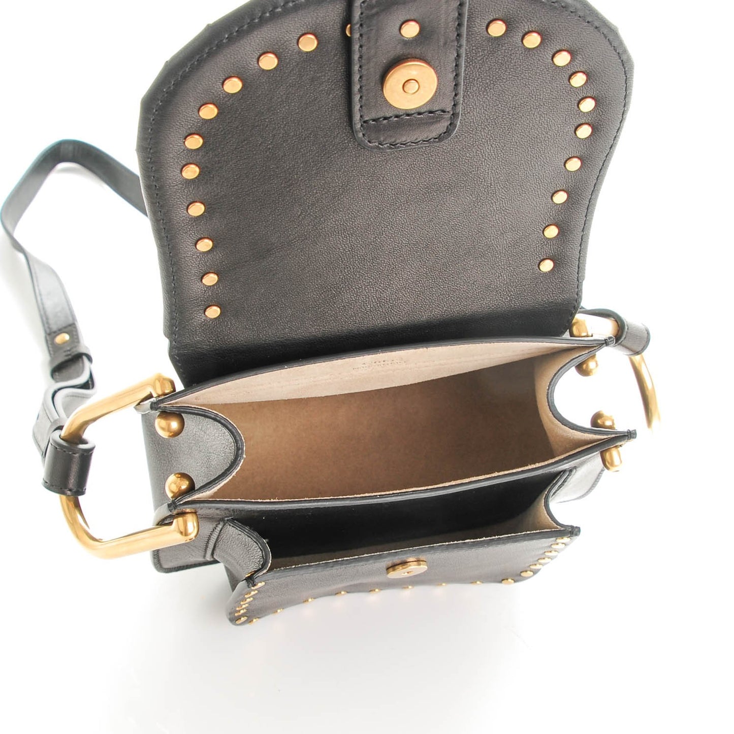 Calfskin Studded Mini Hudson Shoulder Bag Black