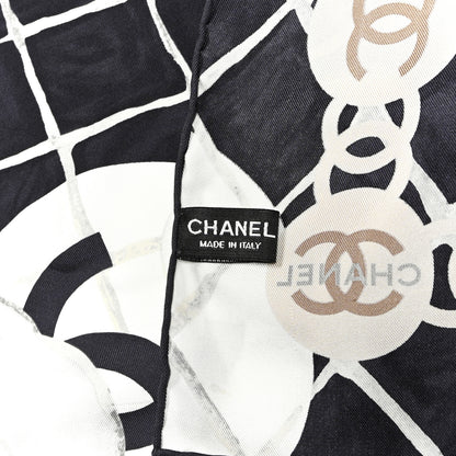 Chanel Silk Camellia CC Square Scarf Black 6 of 8