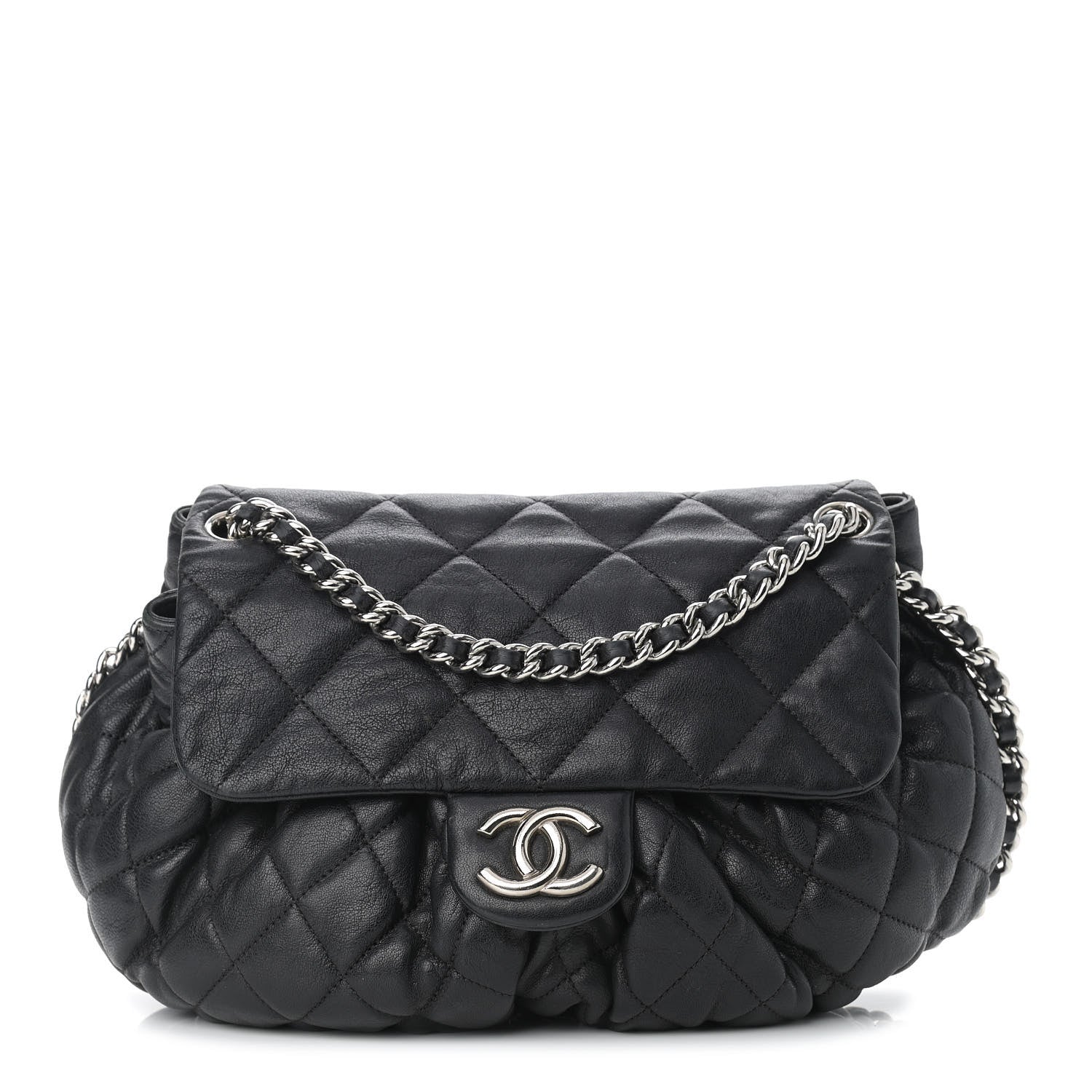 Chanel Washed Lambskin Quilted Medium Chain Around Messenger Black 1 of 11