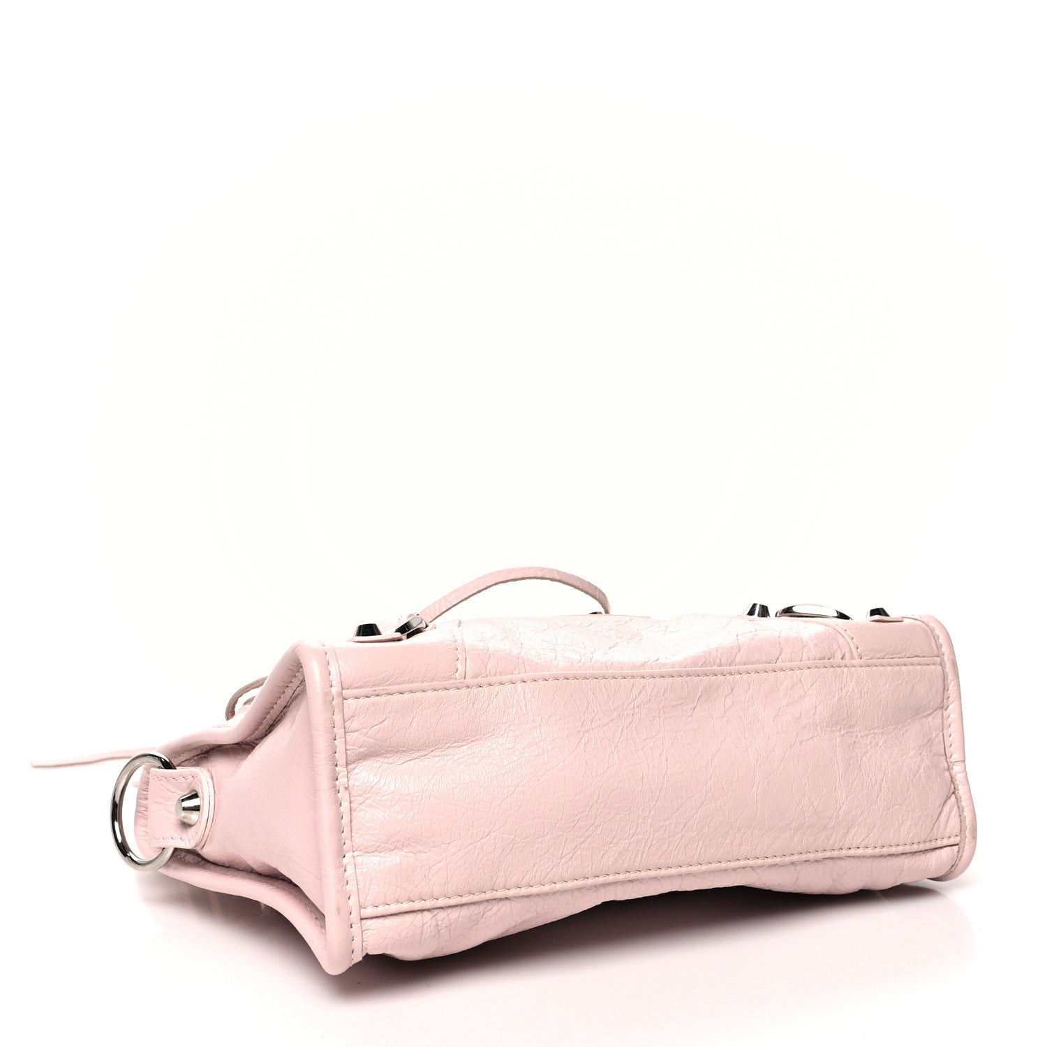 Balenciaga Agneau Classic Silver Hardware Mini City Logo Strap Light Rose White 3 of 9