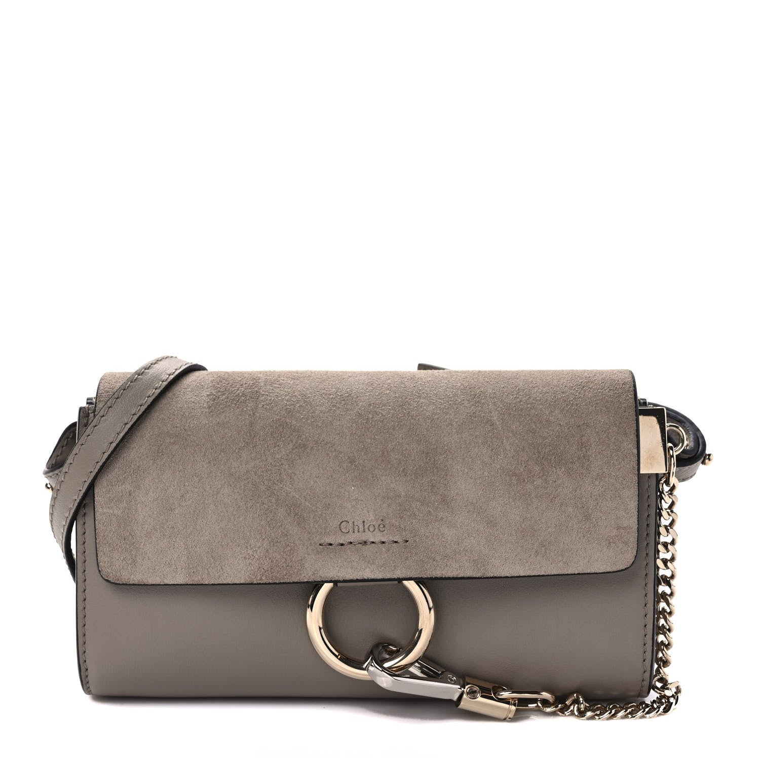 Chloe Suede Calfskin Mini Faye Shoulder Bag Motty Grey 1 of 9
