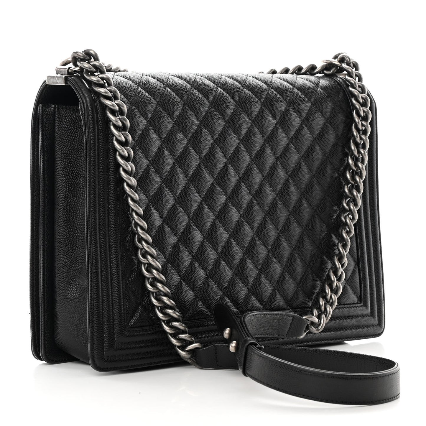 Caviar Quilted Large Boy Flap Black