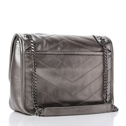 Saint Laurent Crinkled Calfskin Matelasse Monogram Baby Niki Chain Satchel Platinum 3 of 11