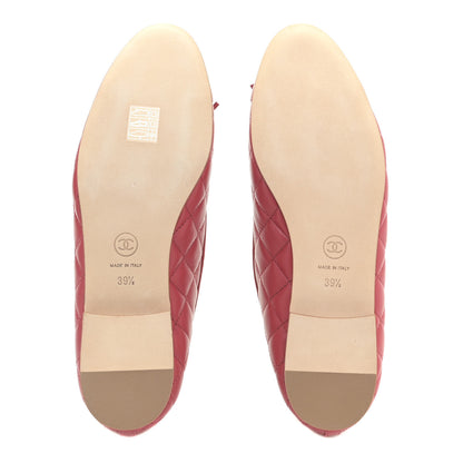 Chanel Lambskin Quilted CC Cap Toe Ballerina Flats 39.5 Light Red 6 of 10