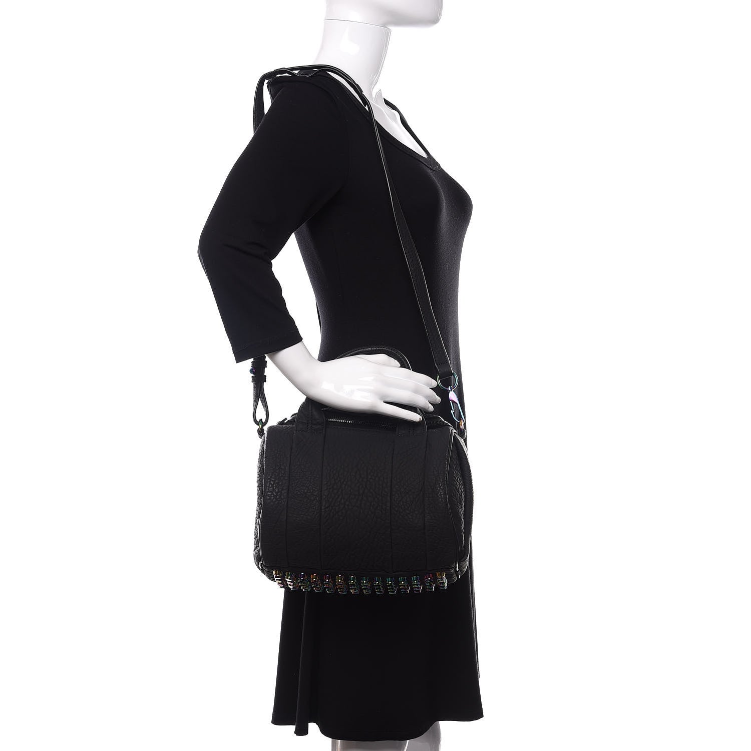 Alexander Wang Pebbled Lambskin Rockie Black Iridescent Hardware 2 of 10