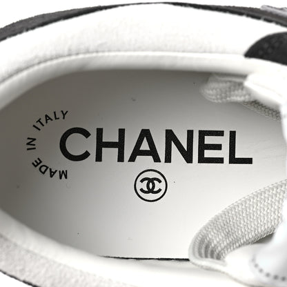 Chanel Suede Kidskin Womens CC Sneakers 38.5 Black White 7 of 8