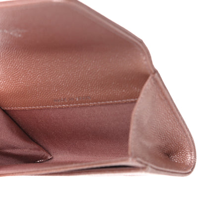 Chanel Metallic Caviar Chevron Quilted Vintage Mademoiselle Flap Card Holder Pink 5 of 12