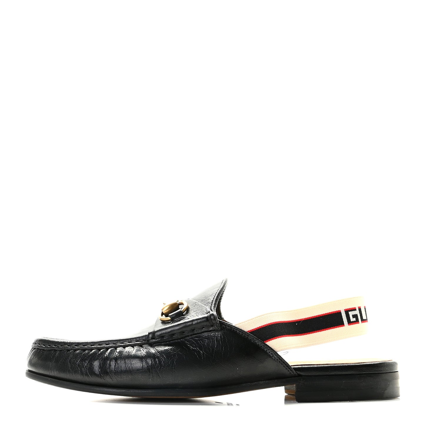 Goatskin Stripe Mens Horsebit Slingback Slippers 9 Black