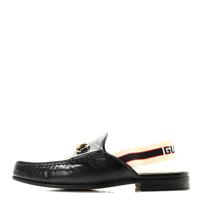 Gucci Goatskin Stripe Mens Horsebit Slingback Slippers 9 Black 1 of 9