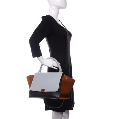 Celine Velluto Calfskin Suede Medium Tri-Color Trapeze 3 of 15