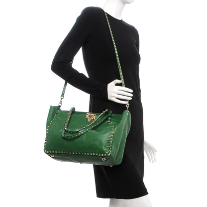 Valentino Garavani Vitello Medium Rockstud Tote Emerald 3 of 17