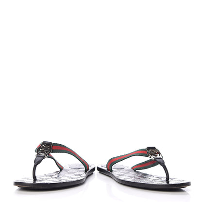 Gucci Nylon Guccissima Web Womens Thong Sandals 38.5 Green Red Black 6 of 13