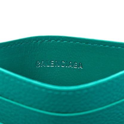 Balenciaga Grained Calfskin Logo Cash Rounded Card Holder Dark Turquoise White 6 of 8