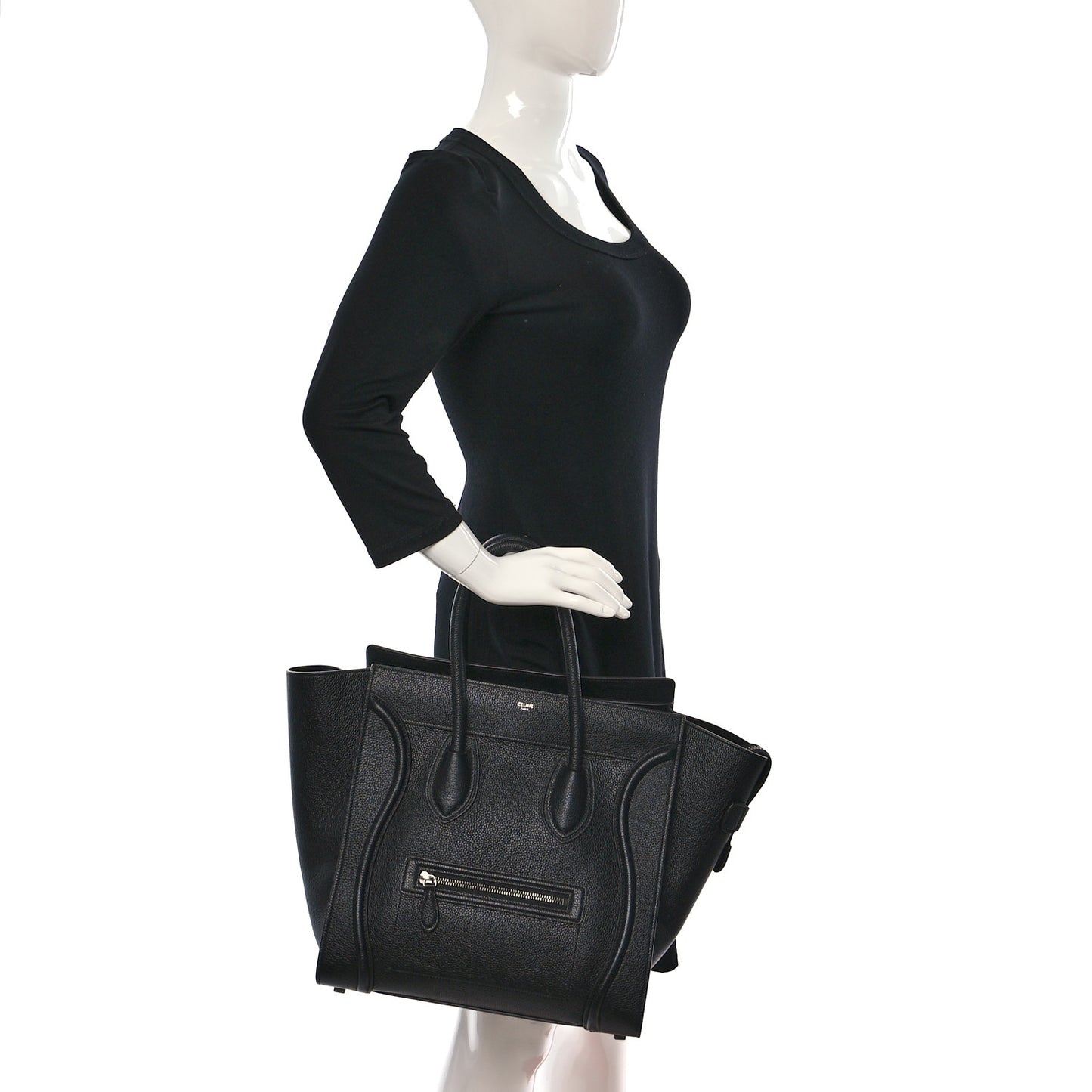 Drummed Calfskin Mini Luggage Black