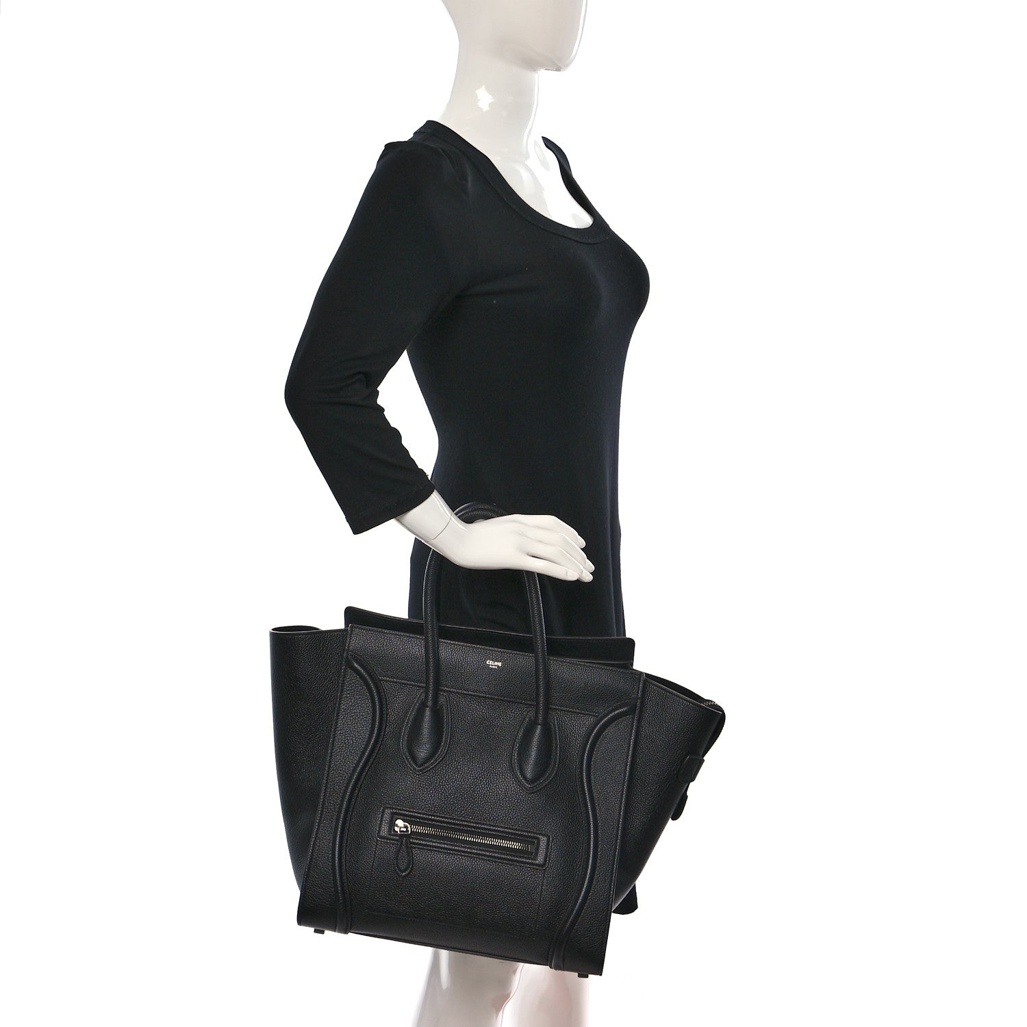 Celine Drummed Calfskin Mini Luggage Black 2 of 10