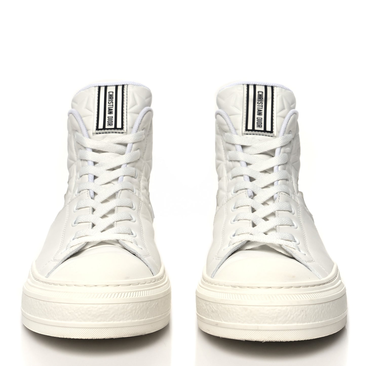 Calfskin Walk'n' Dior Star High Top Sneakers 42 White
