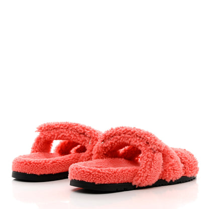 Hermes Woolskin Womens Chypre Sandals 41 Rose Du Desert 4 of 10