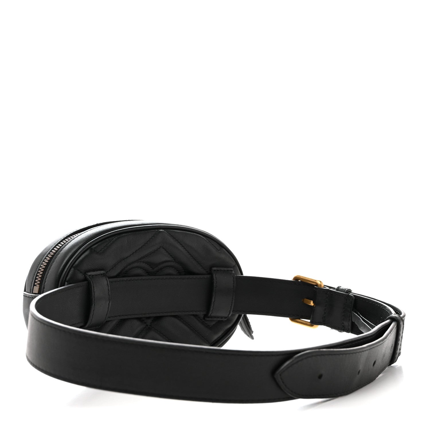 Gucci Calfskin Matelasse GG Marmont Belt Bag 85 34 Black 3 of 14