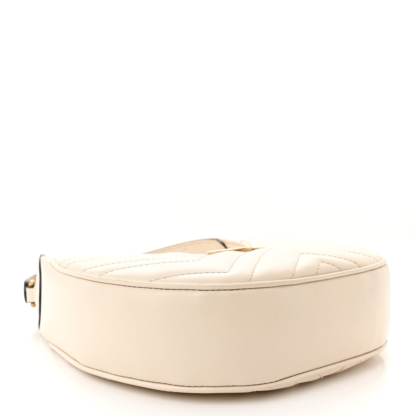 Calfskin Matelasse Chevron Mini GG Marmont Half Moon Hobo Mystic White