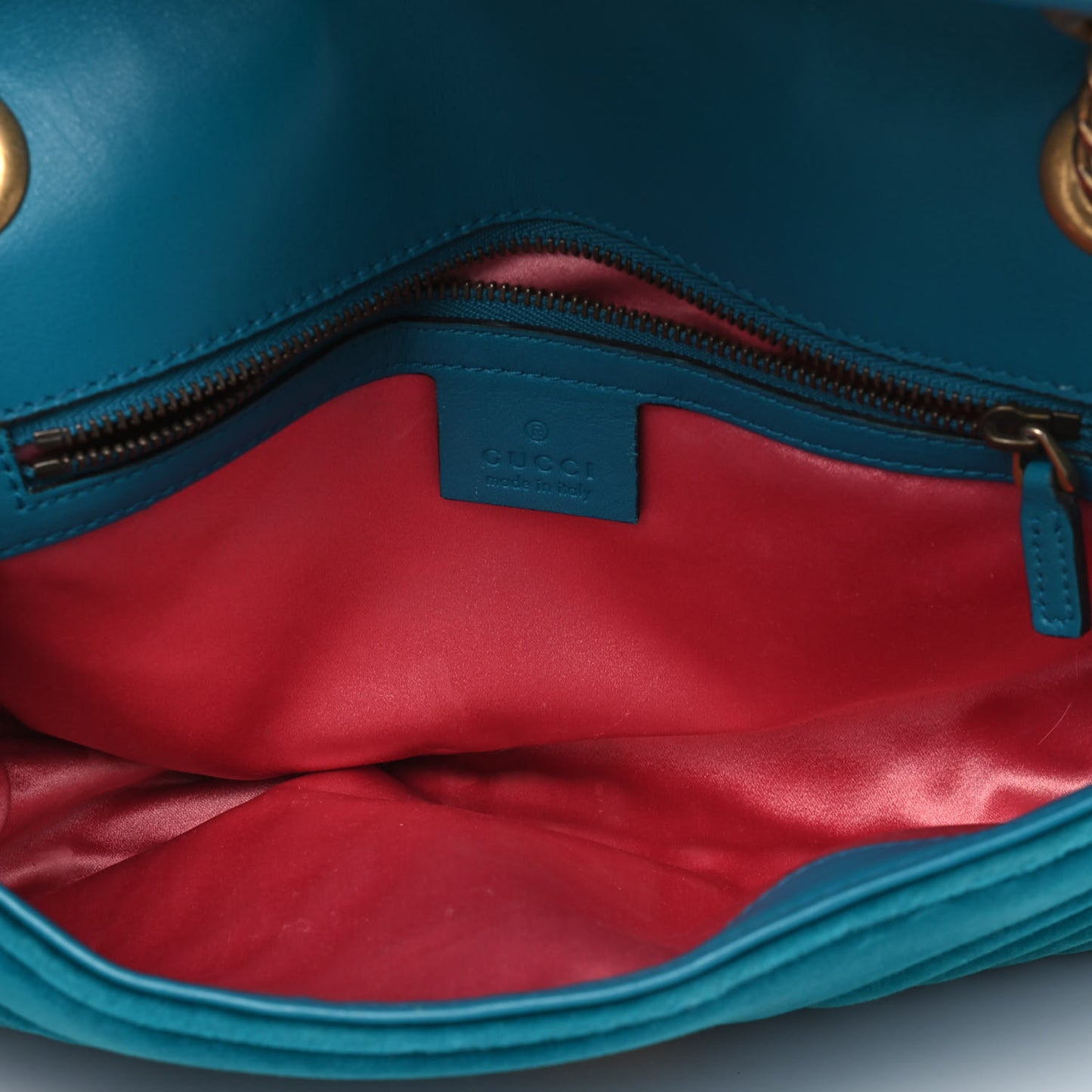 Velvet Matelasse Small GG Marmont Shoulder Bag Pavone Cyan
