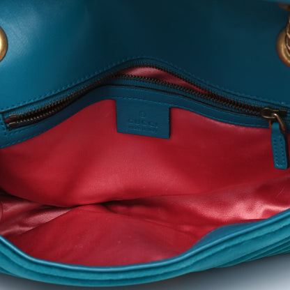Gucci Velvet Matelasse Small GG Marmont Shoulder Bag Pavone Cyan 5 of 18