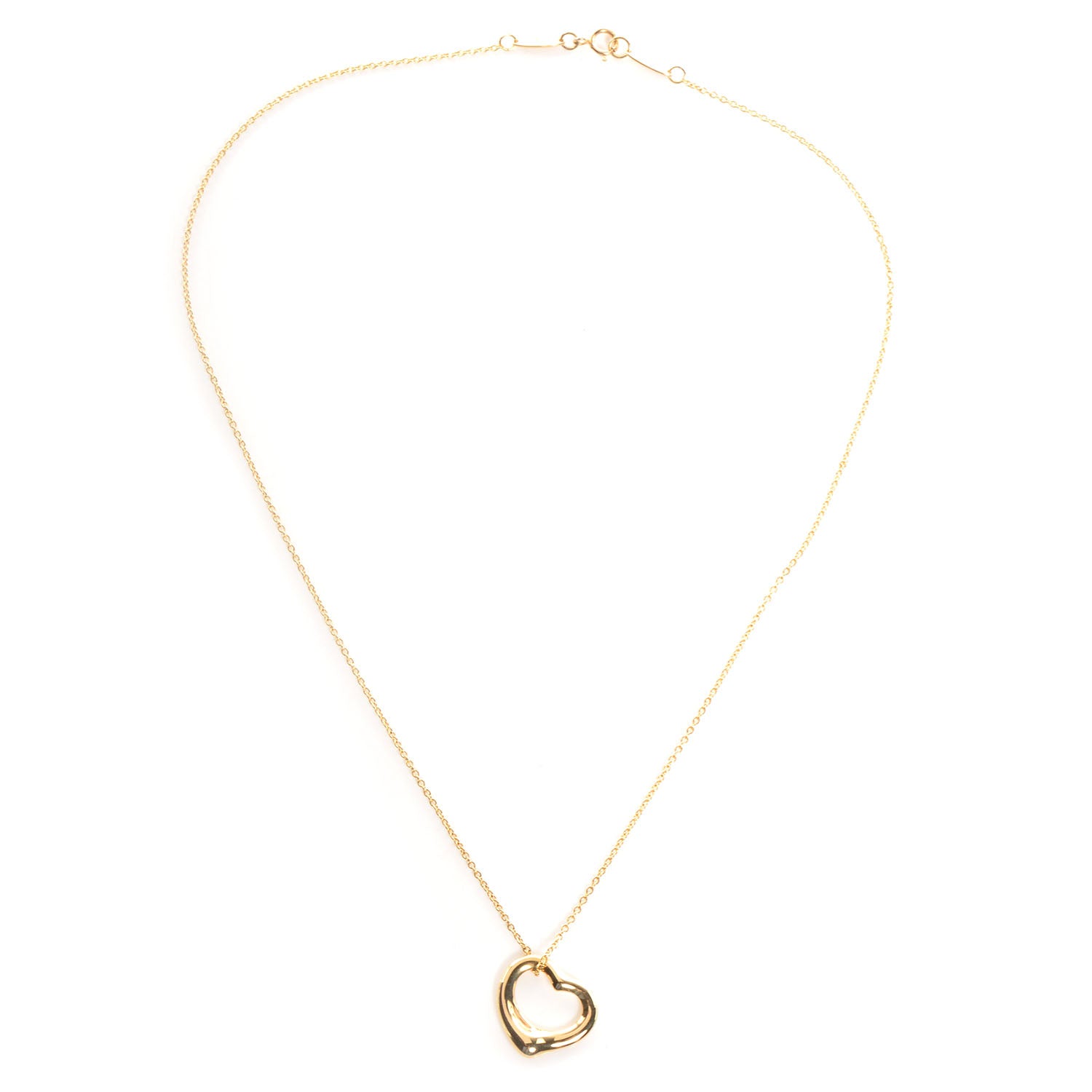 Tiffany Elsa Peretti 18K Yellow Gold Small Open Heart Pendant Necklace 3 of 10