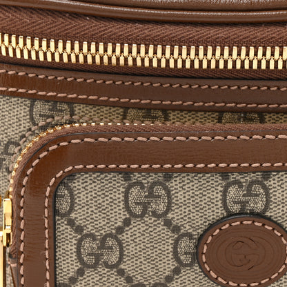 Gucci GG Supreme Monogram Textured Calfskin Retro Interlocking G Belt Bag Beige Ebony Brown Sugar 8 of 11