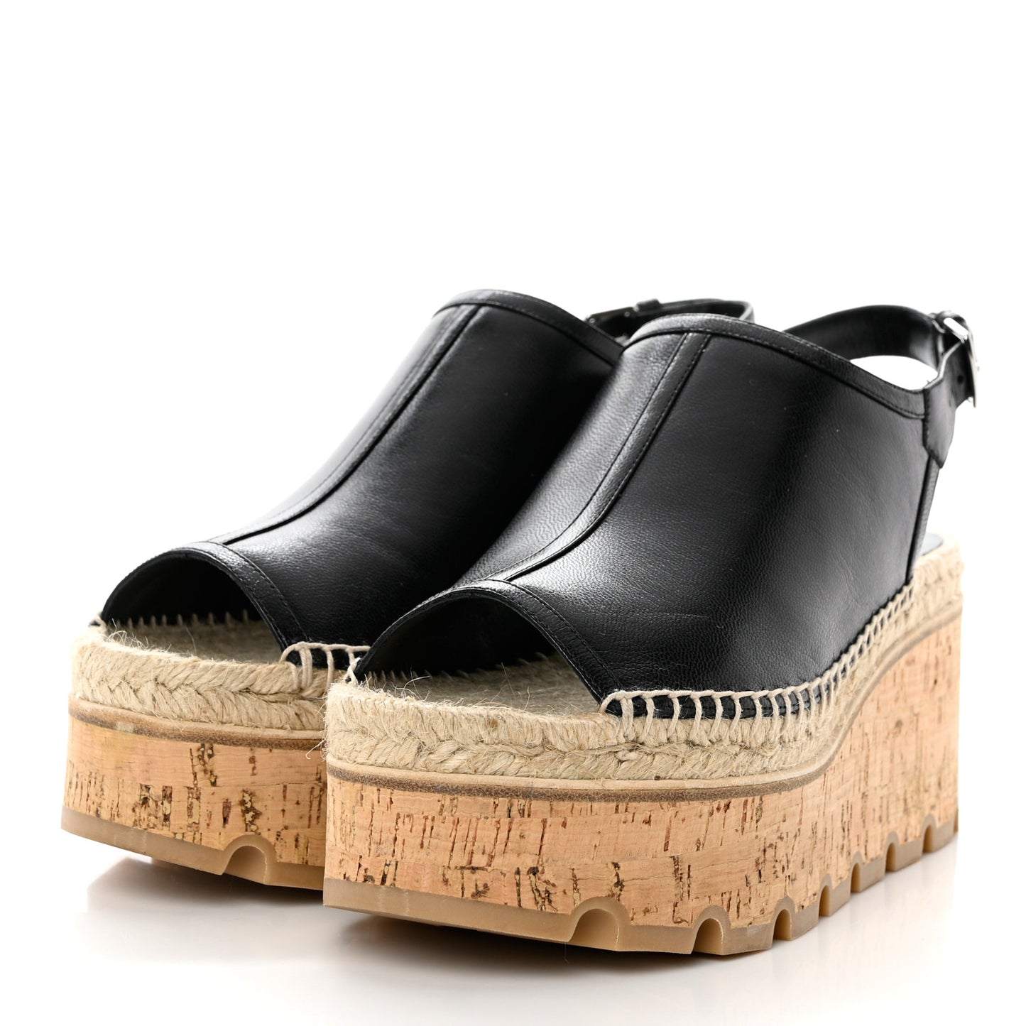 Goatskin Envie 30 Espadrille Wedge Sandals 36 Black