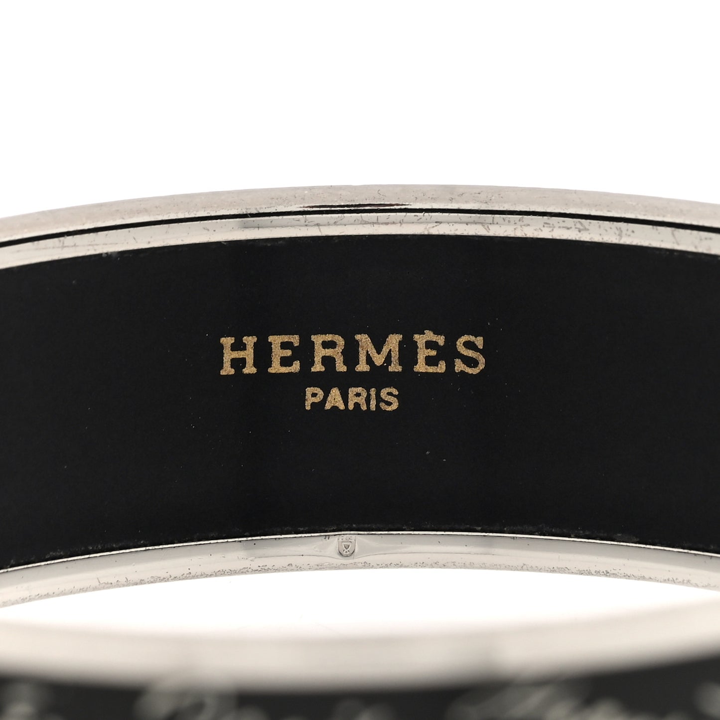 Enamel Printed Handwriting Wide Bracelet 70 Black