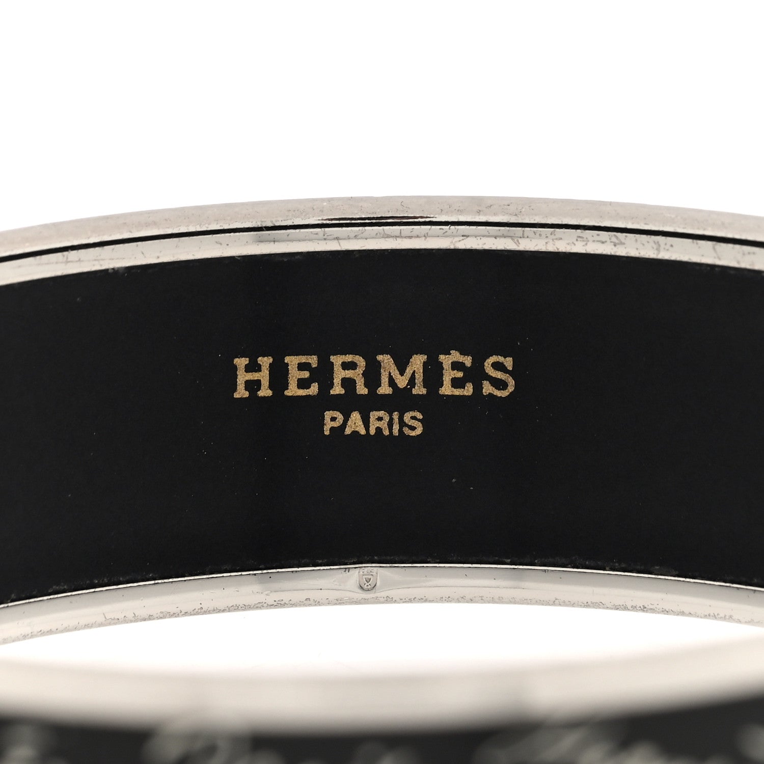 Hermes Enamel Printed Handwriting Wide Bracelet 70 Black 4 of 5