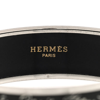 Hermes Enamel Printed Handwriting Wide Bracelet 70 Black 4 of 5