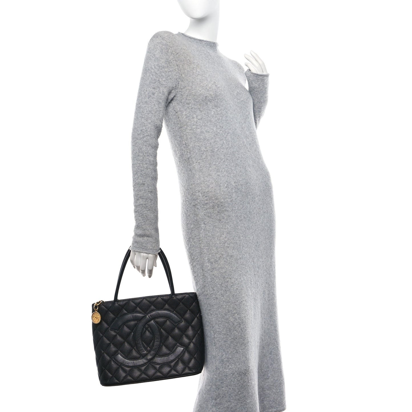 Caviar Quilted Medallion Tote Black