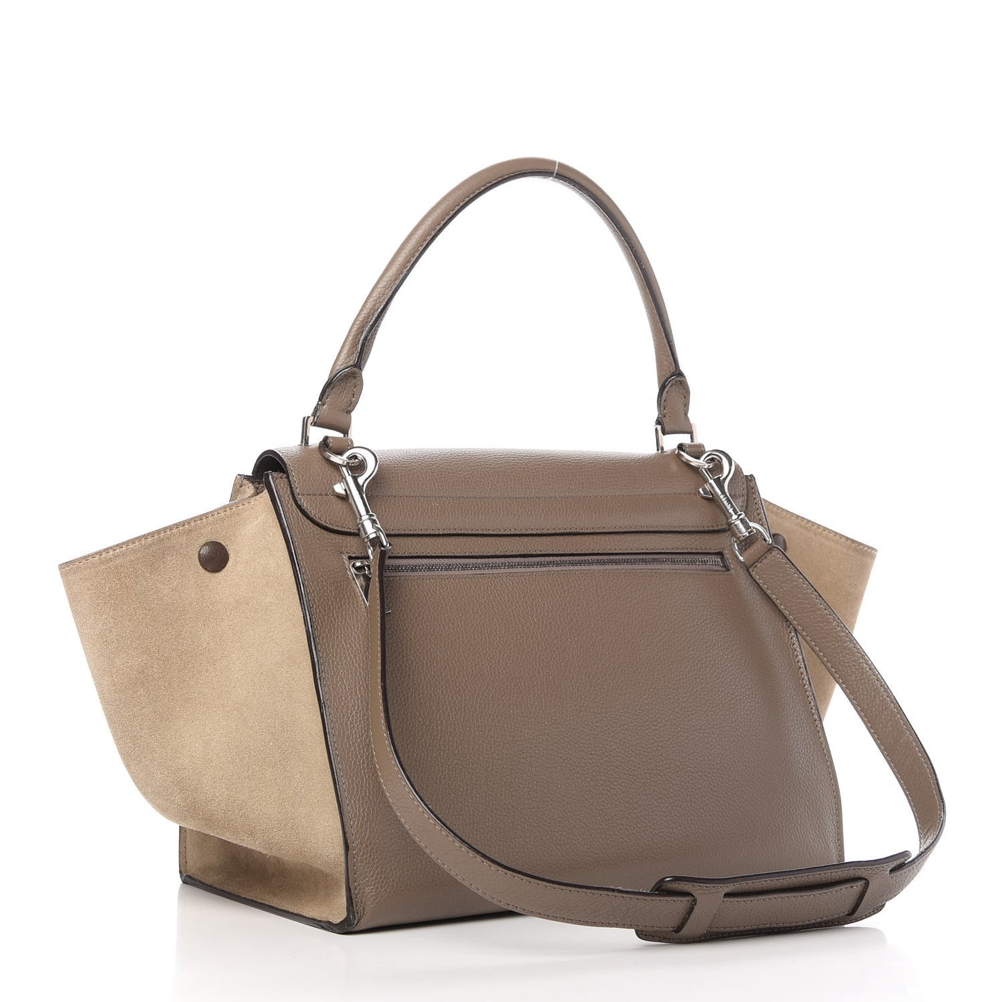 Drummed Calfskin Suede Medium Trapeze Souris
