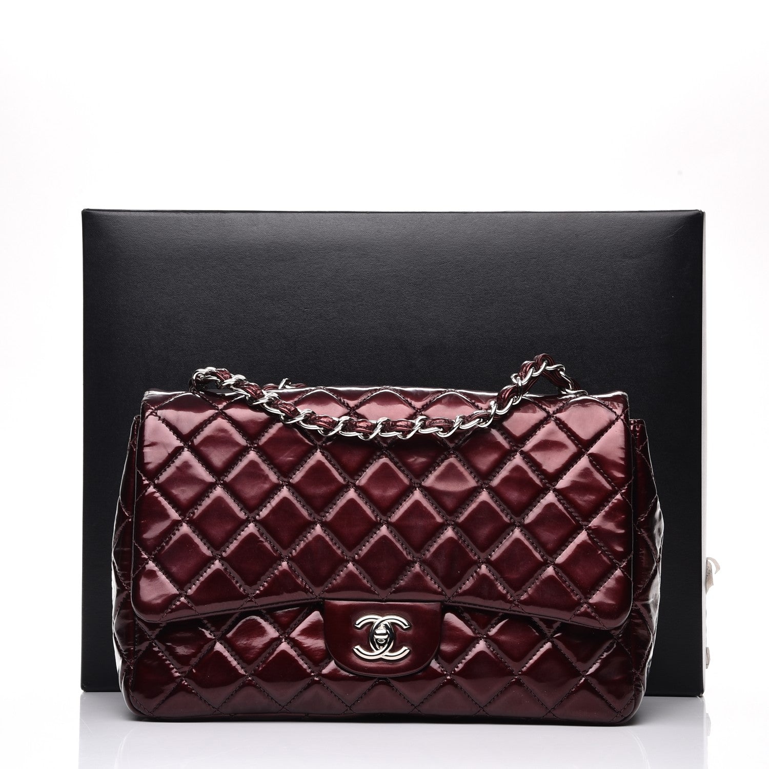 Chanel Patent Quilted Jumbo Single Flap Bordeaux 9 of 9